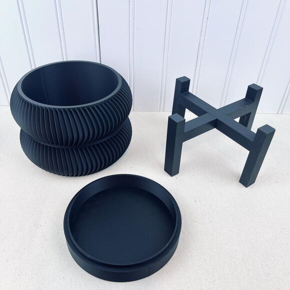 Ribbed Indoor Planter Pot, Miko Planter Pot, Flower Pot, Drainage Tray and stand - Picture 8 of 10